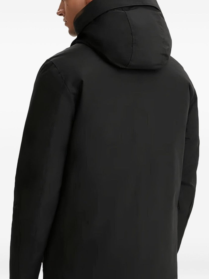 Woolrich Insulated Black Parka With Beige Fur Trim