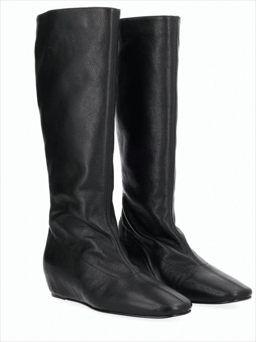 Paloma Wool Sleek Mid-Calf Leather Boots With Pointed Toe