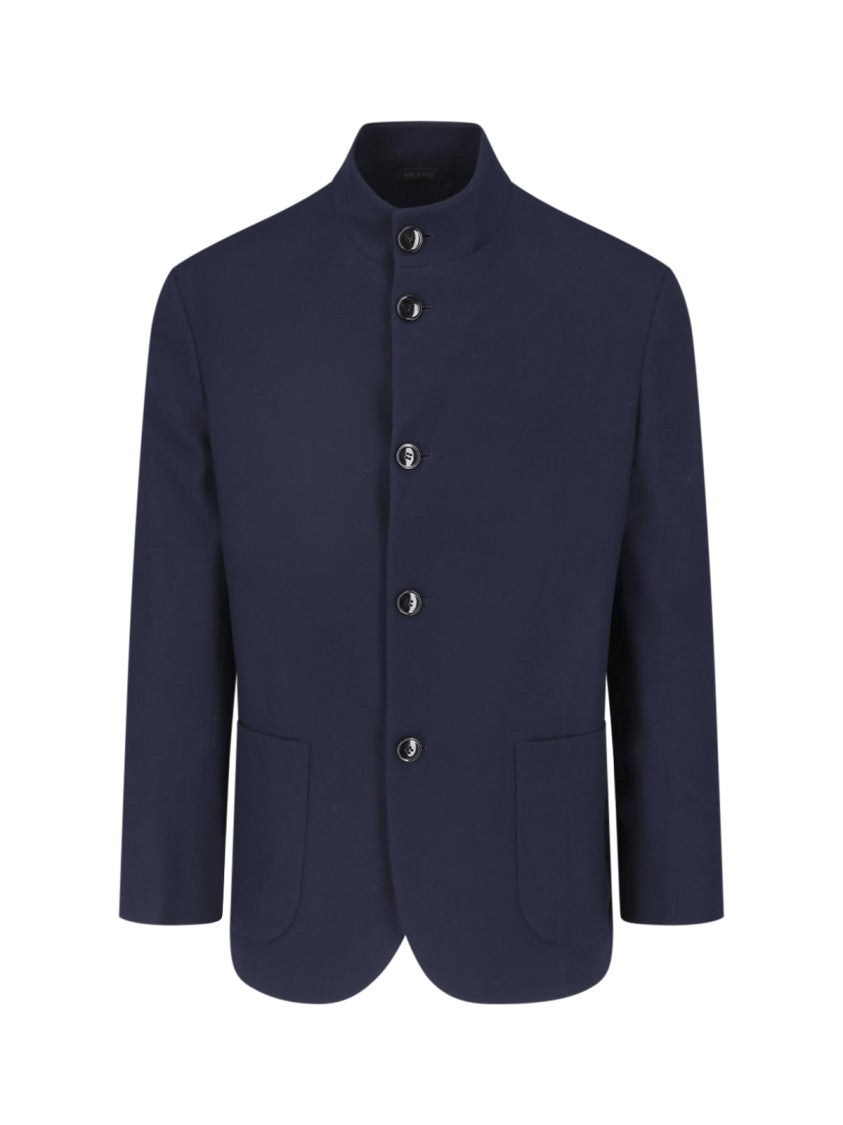Giorgio Armani Blue Virgin Wool Single-Breasted Blazer