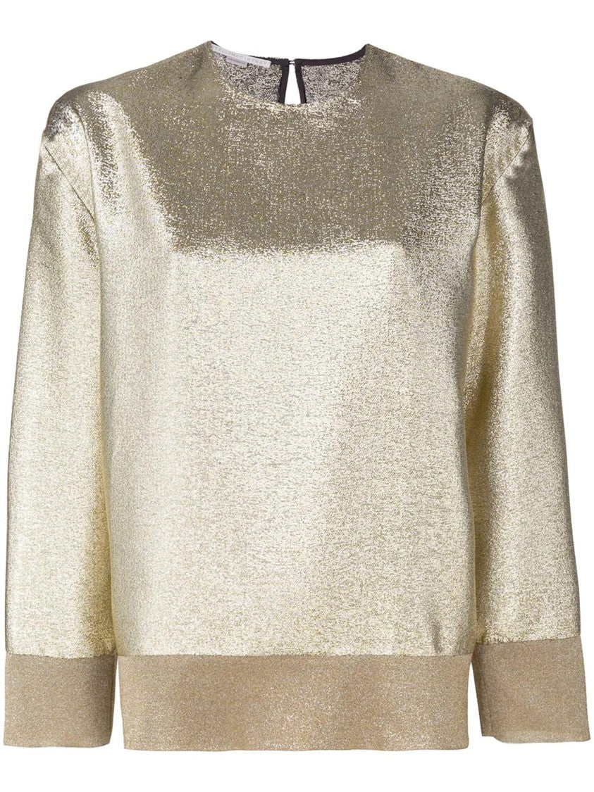 Stella Mccartney Gold Boxy Metallic Metallic Sweater