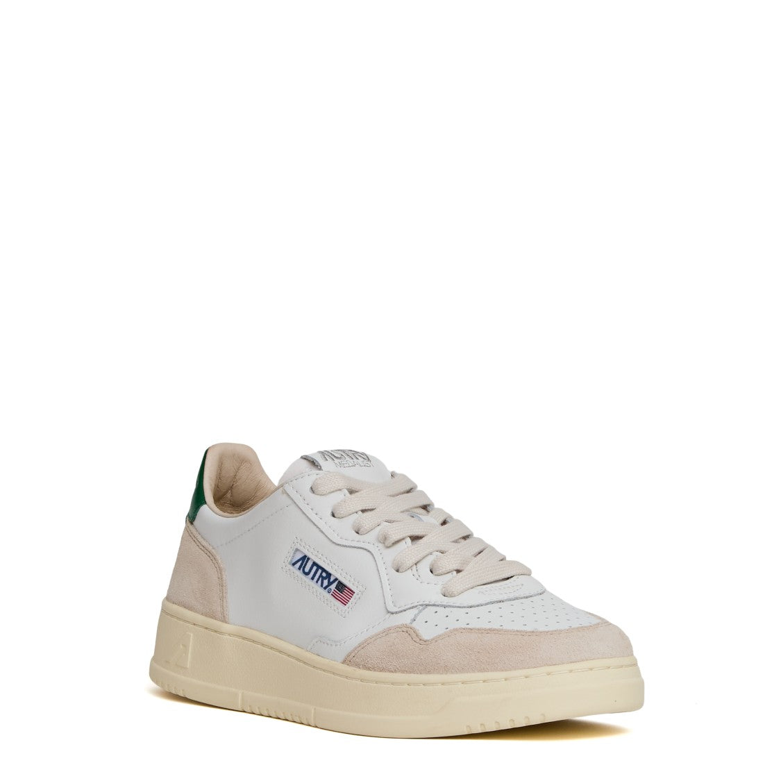 Autry Medalist Low Sneakers In White Leather, Amazon And Beige Suede