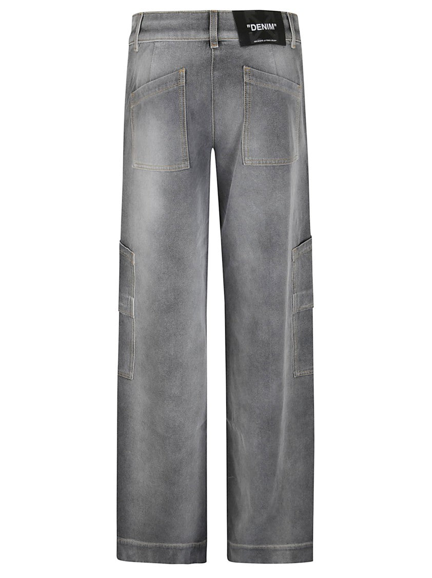 Off-White Washed Grey Denim Cargo Trousers