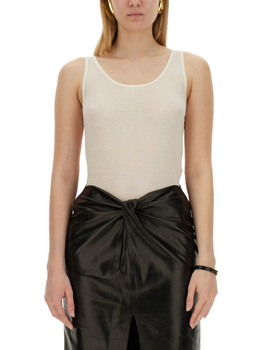 Saint Laurent Round Neckline Cotton Tank Top