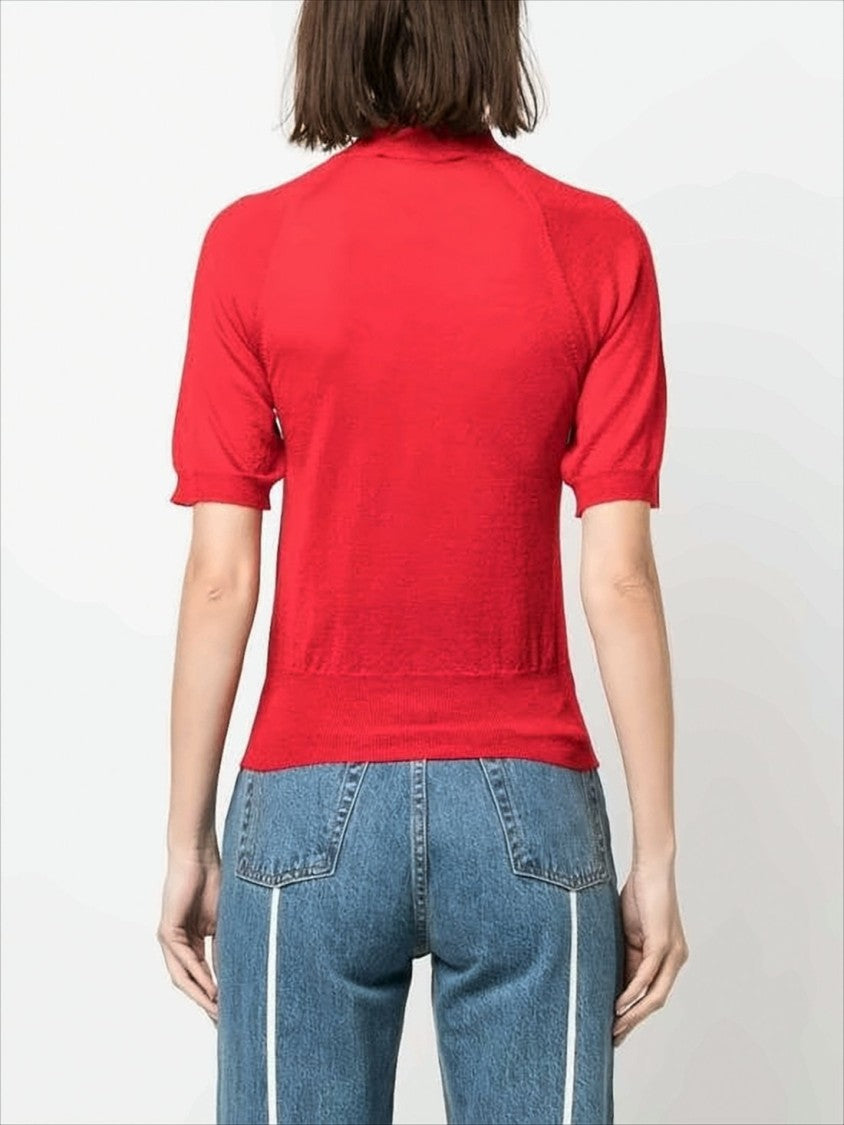 Vivienne Westwood Fitted Red Knit Sweater With High Neckline