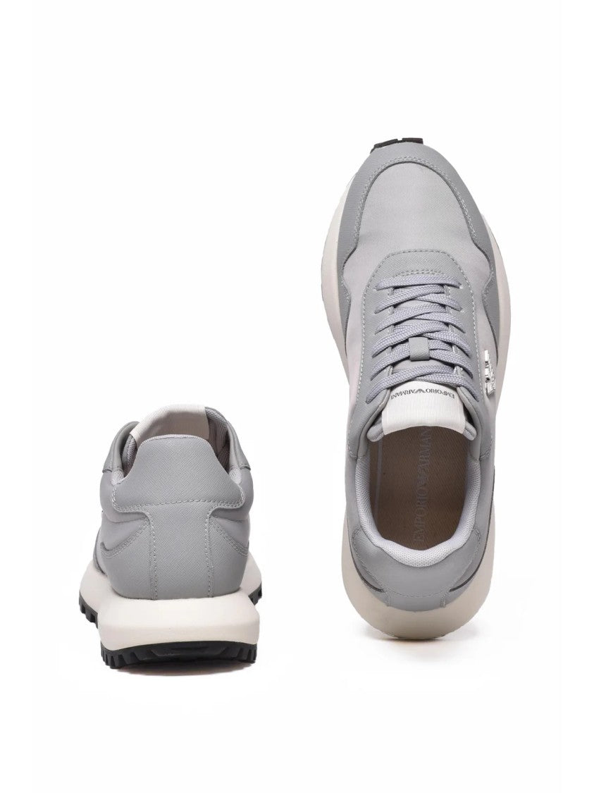 Emporio Armani Light Grey Polyamide Rubber Sneakers