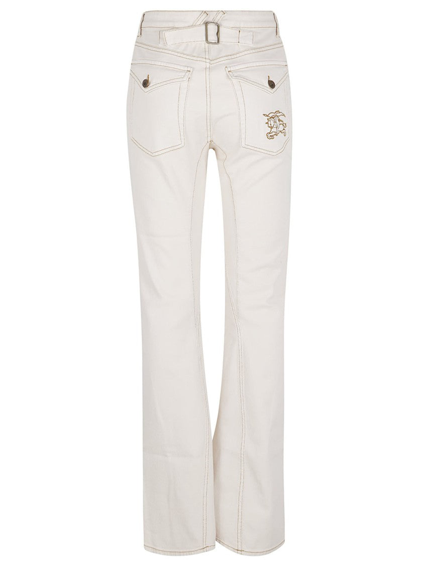 Burberry High-Waisted Flared Denim Jeans With Equestrian Embroidery