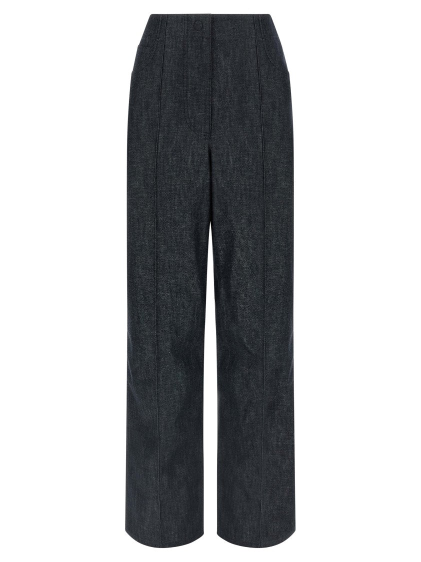 Fendi 'Roma' Patch Wide-Leg Denim Chambray Jeans