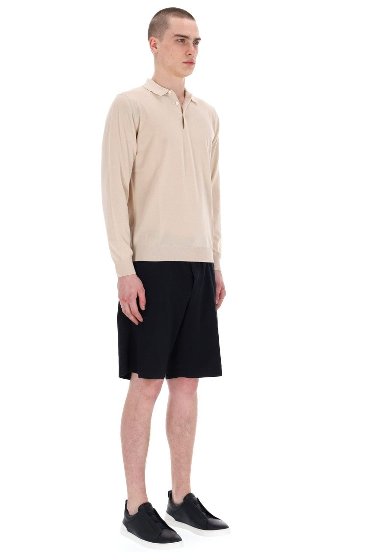 Drumohr Superlight Long Sleeve Cotton Polo