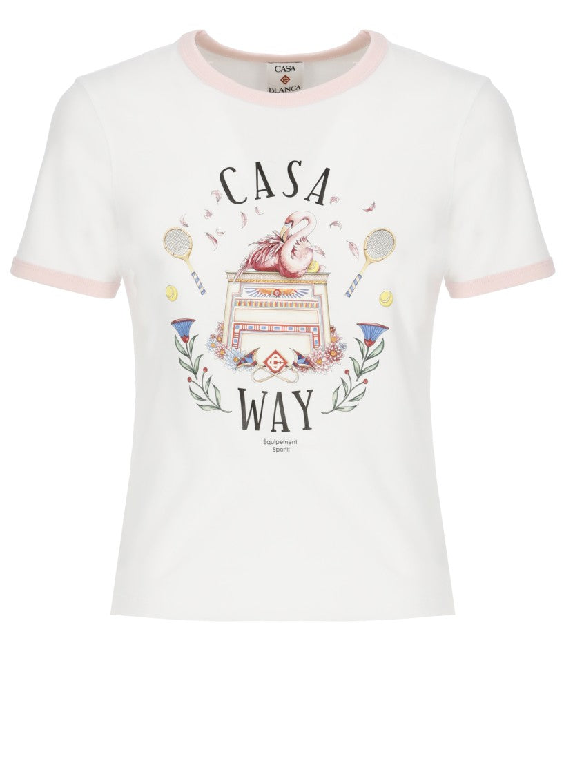 Casablanca White Pima Casaway Print T-Shirt