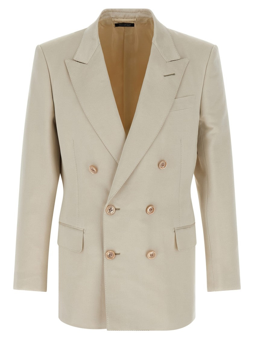 Tom Ford Structured Double-Breasted Blazer With Mother-Of-Pearl Buttons