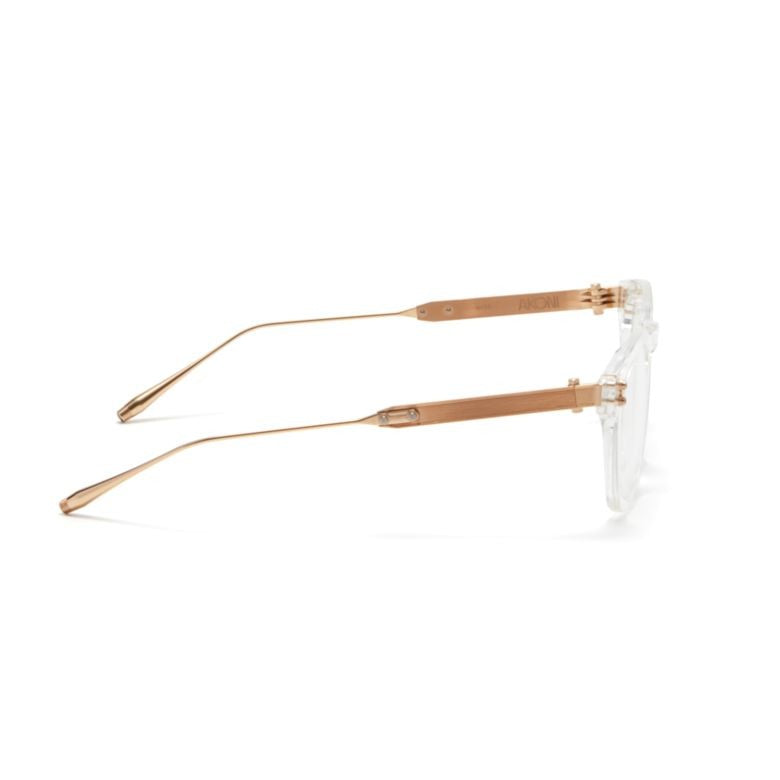 Akoni Akx-418 Transparent Square Frame Eyeglasses With Gold-Tone Temples