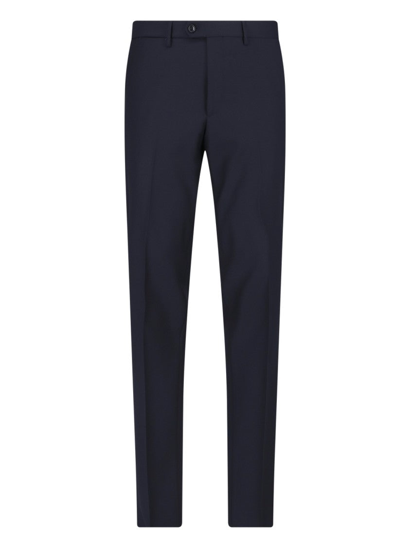 Tagliatore Navy Single-Breasted Peaked Lapel Wool Suit