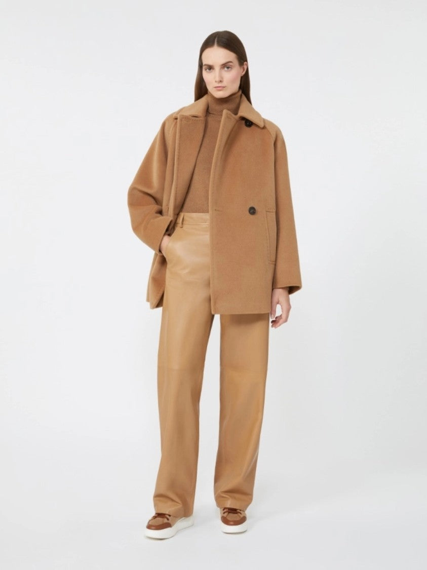 Max Mara Double-Breasted Camel Wool Coat