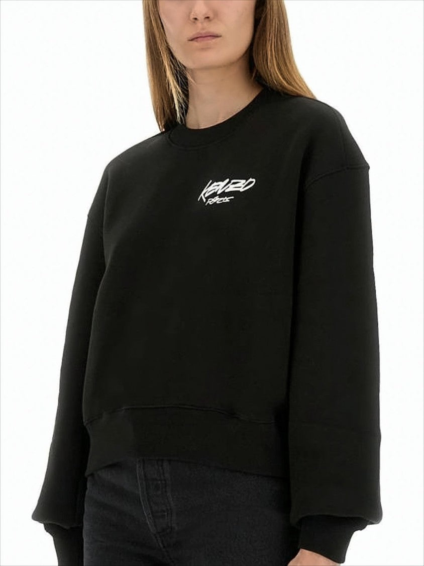 Kenzo Relaxed Fit Black Long-Sleeve Top With Graphic Art