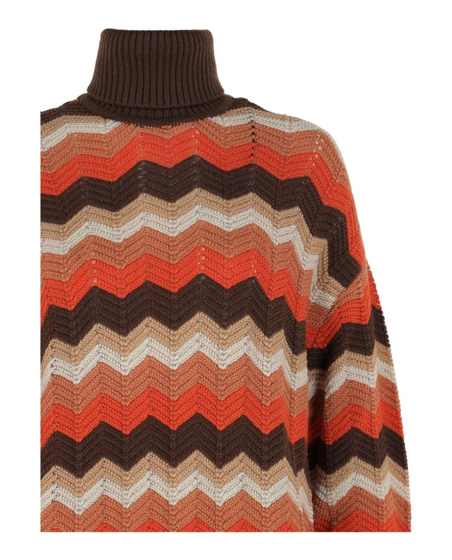 M Missoni Oversized Zigzag Turtleneck Sweater