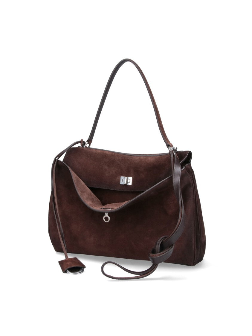 Balenciaga Medium Brown Calf Suede Handbag With Removable Strap