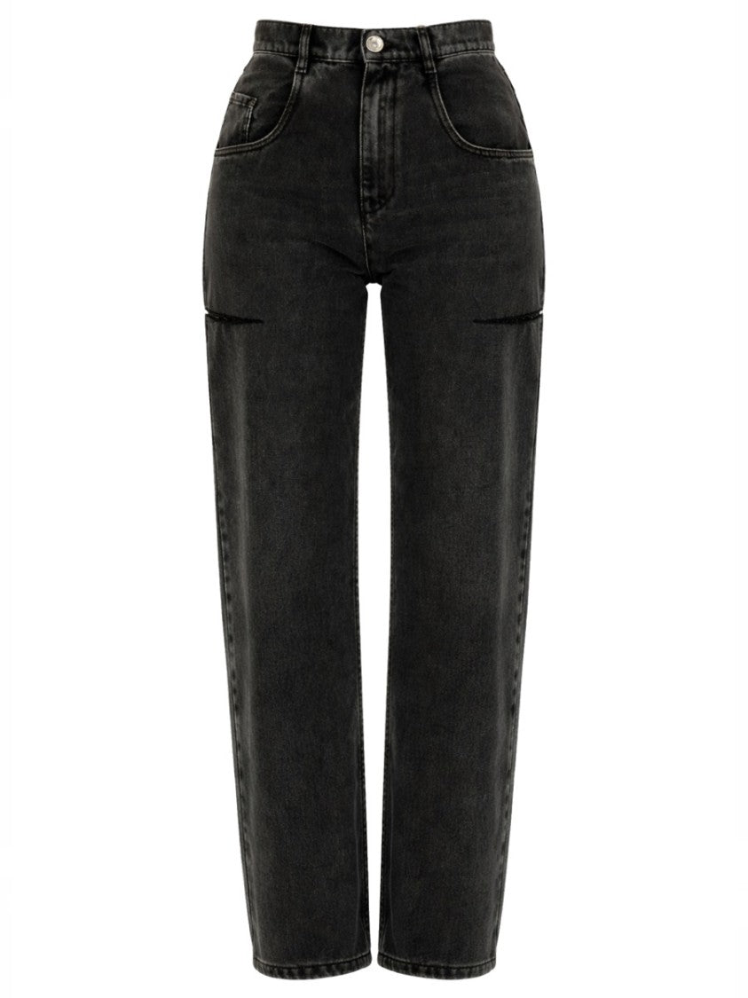 Maison Margiela Washed Black Knee Cut-Out Jeans