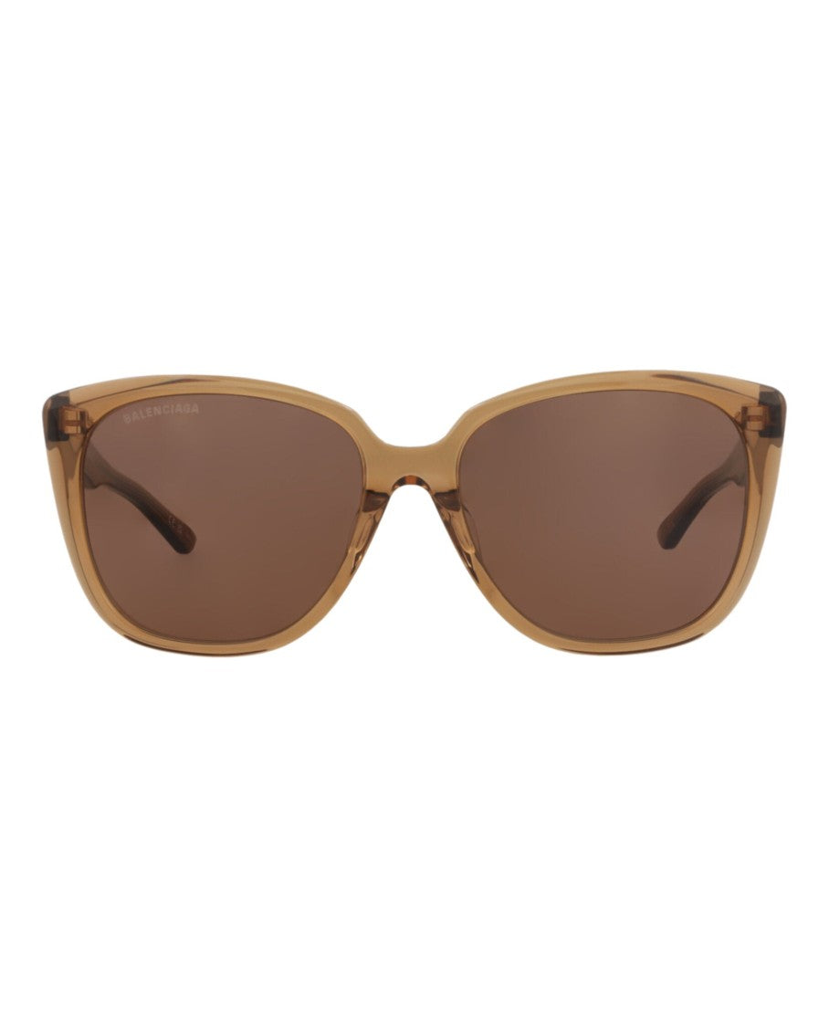 Balenciaga Translucent Brown Square-Frame Acetate Sunglasses With Saddle Nose Bridge