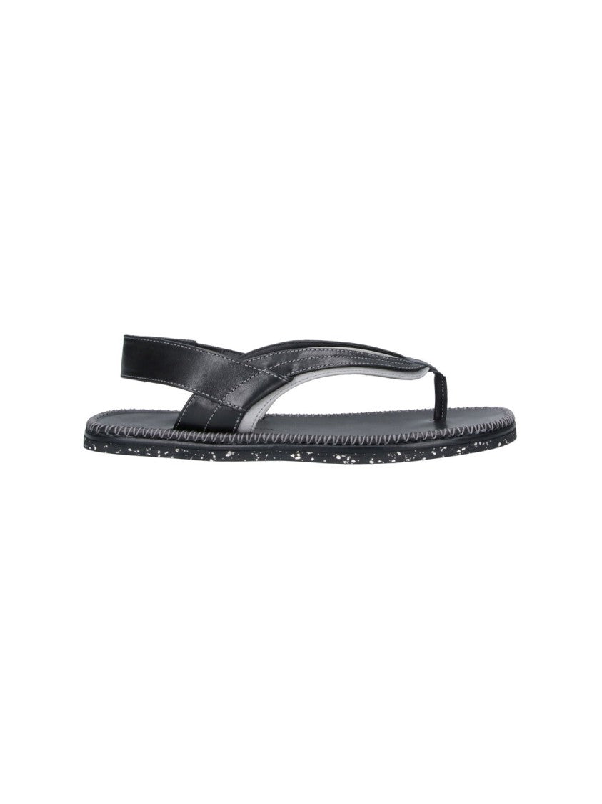 Kiko Kostadinov Black Leather Rounded Toe Thong Sandals