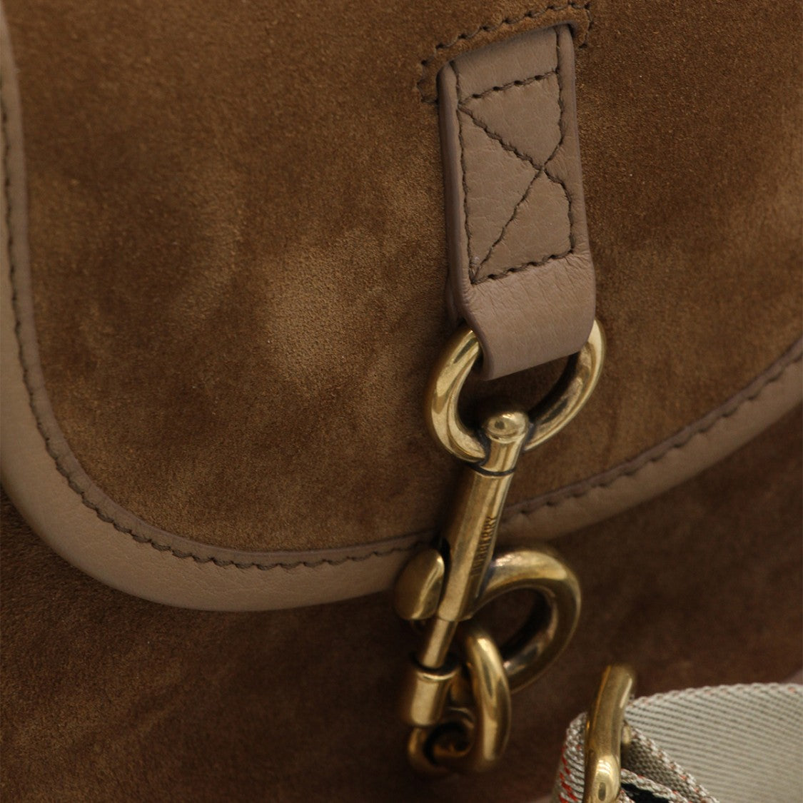 Burberry Suede Saddle Bag With Check Strap