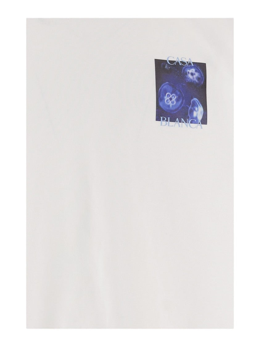 Casablanca White Jellyfish Graphic Organic Cotton T-Shirt