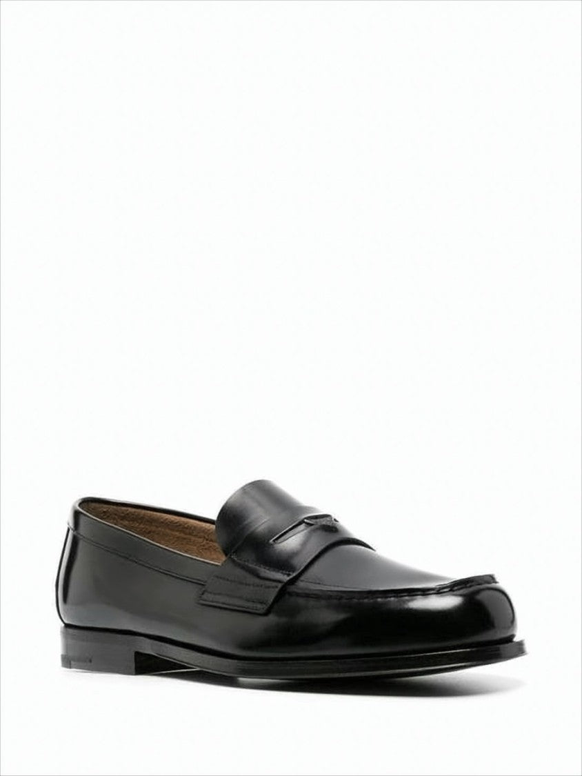 Prada Polished Black Leather Loafers