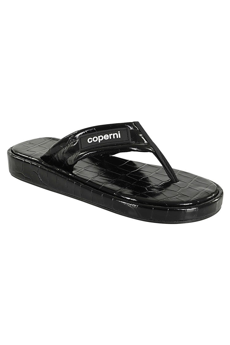 Coperni Black Croco-Embossed Slides