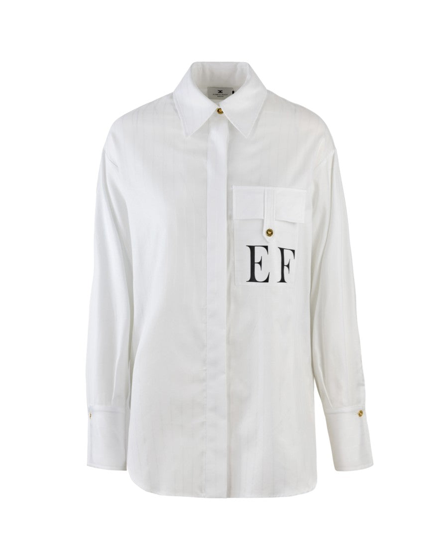 Elisabetta Franchi White Striped Cotton Poplin Shirt