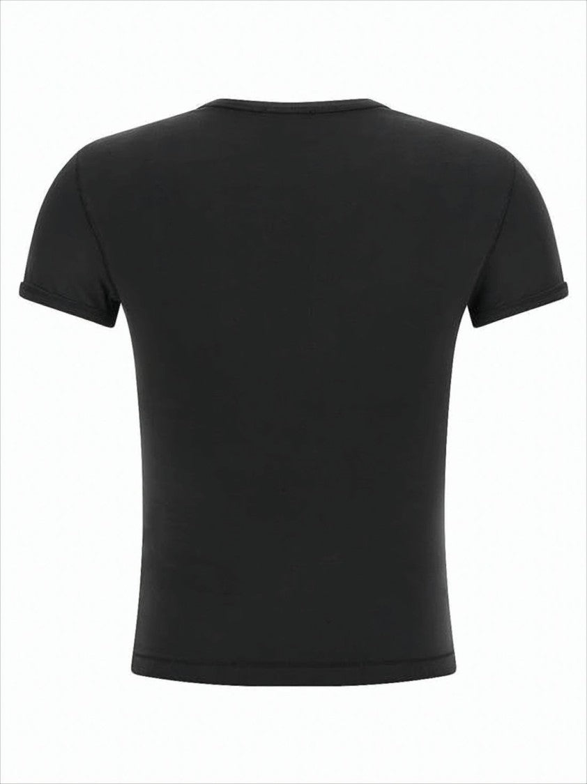 Diesel Fitted Short-Sleeve Crop Top With Round Neckline