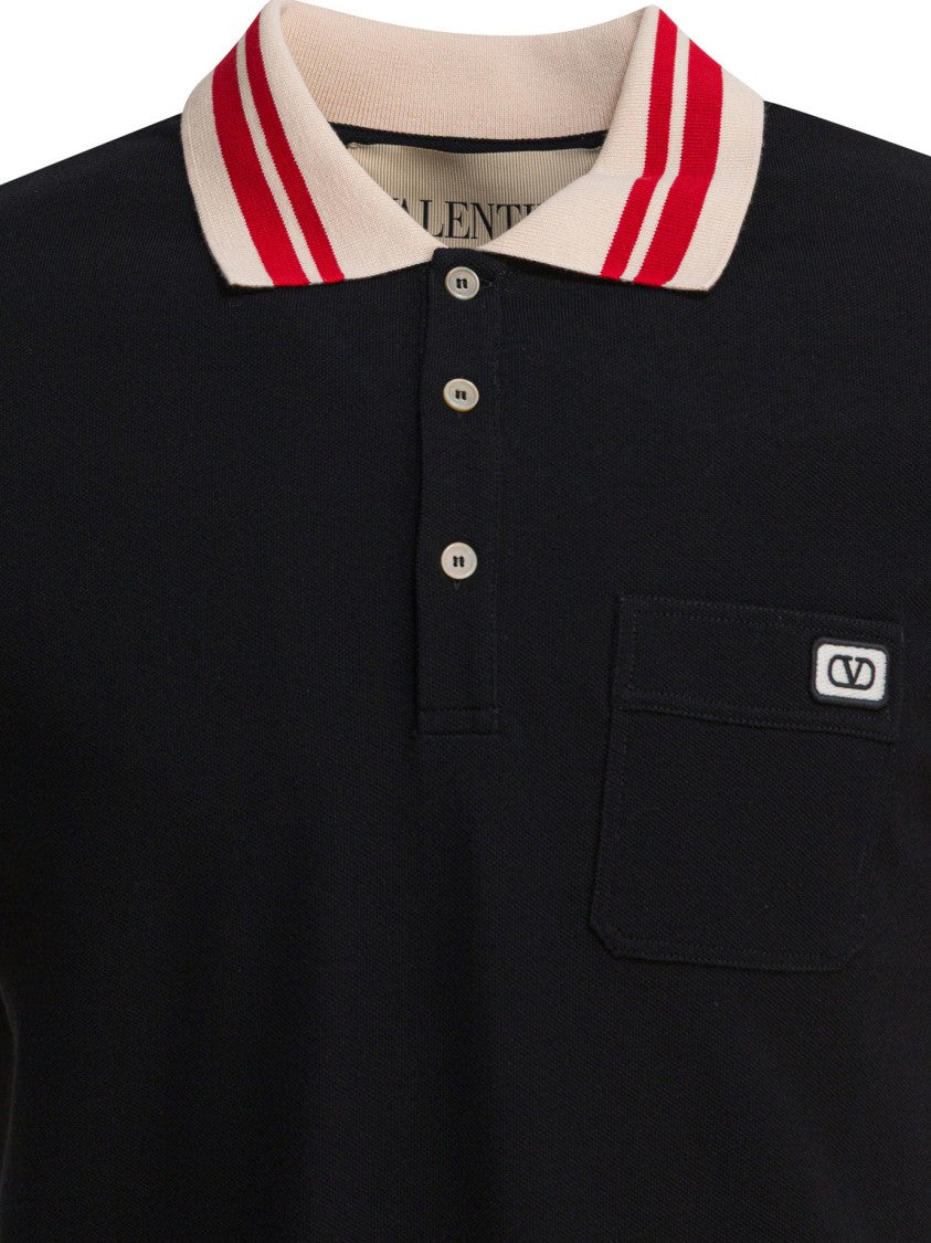 Valentino Short-Sleeve Polo Shirt With Contrast Collar