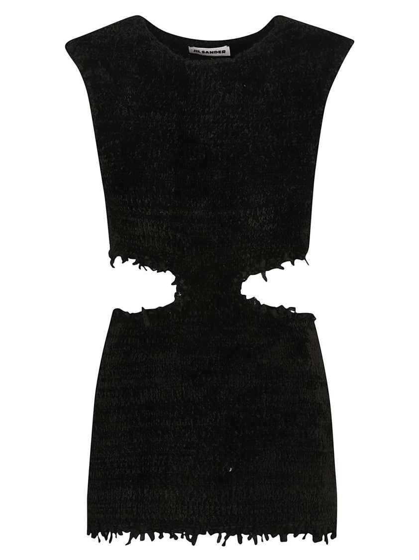 Jil Sander Textured Black Top With Cut-Out Waist