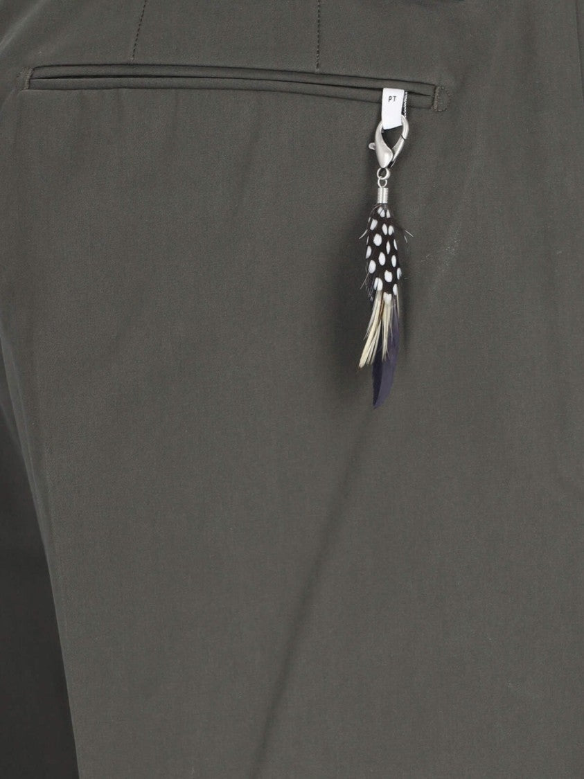 Pt Torino Chino Pants With Pleats And Feather Detail