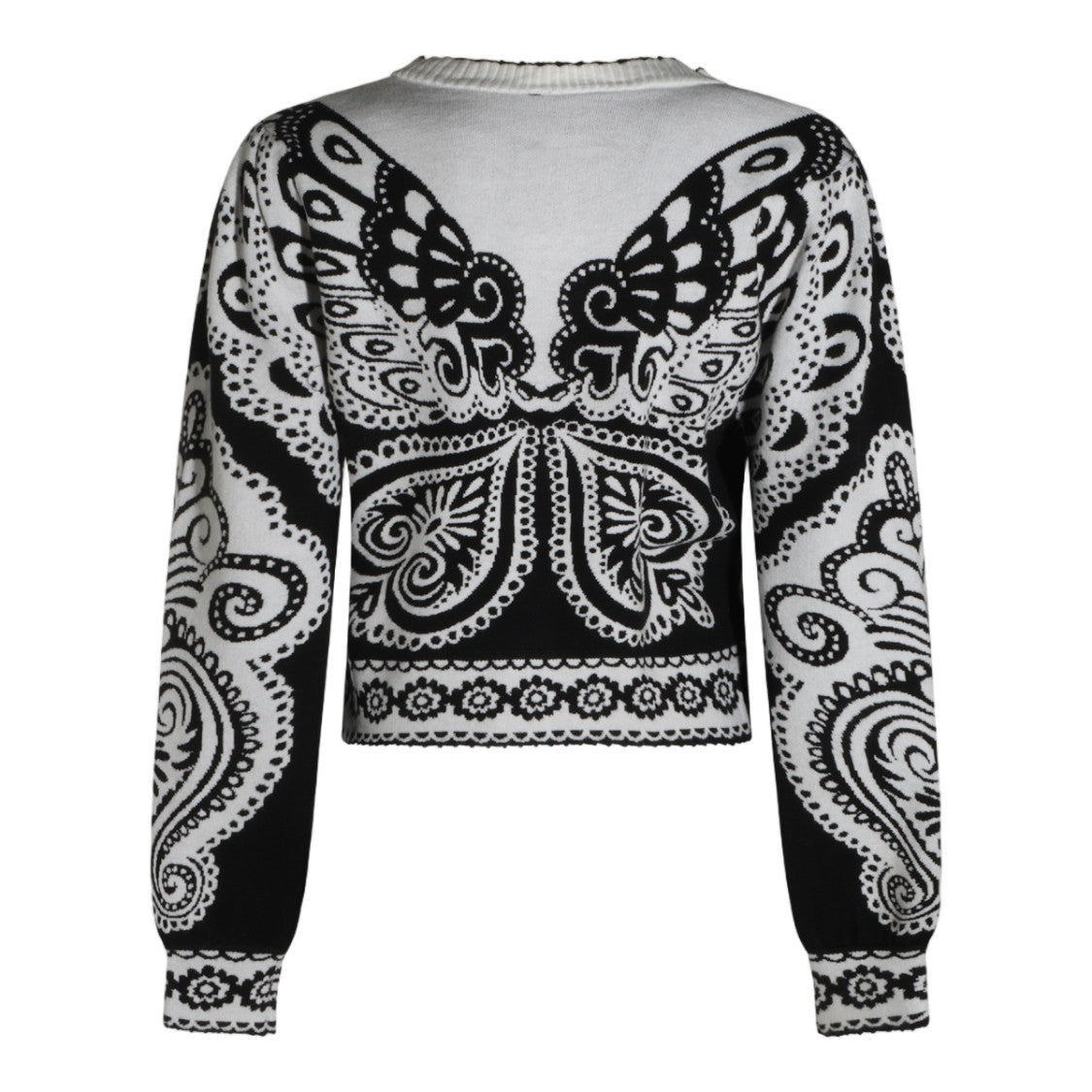 Farm Rio Paisley Butterfly Ruffled Sweater