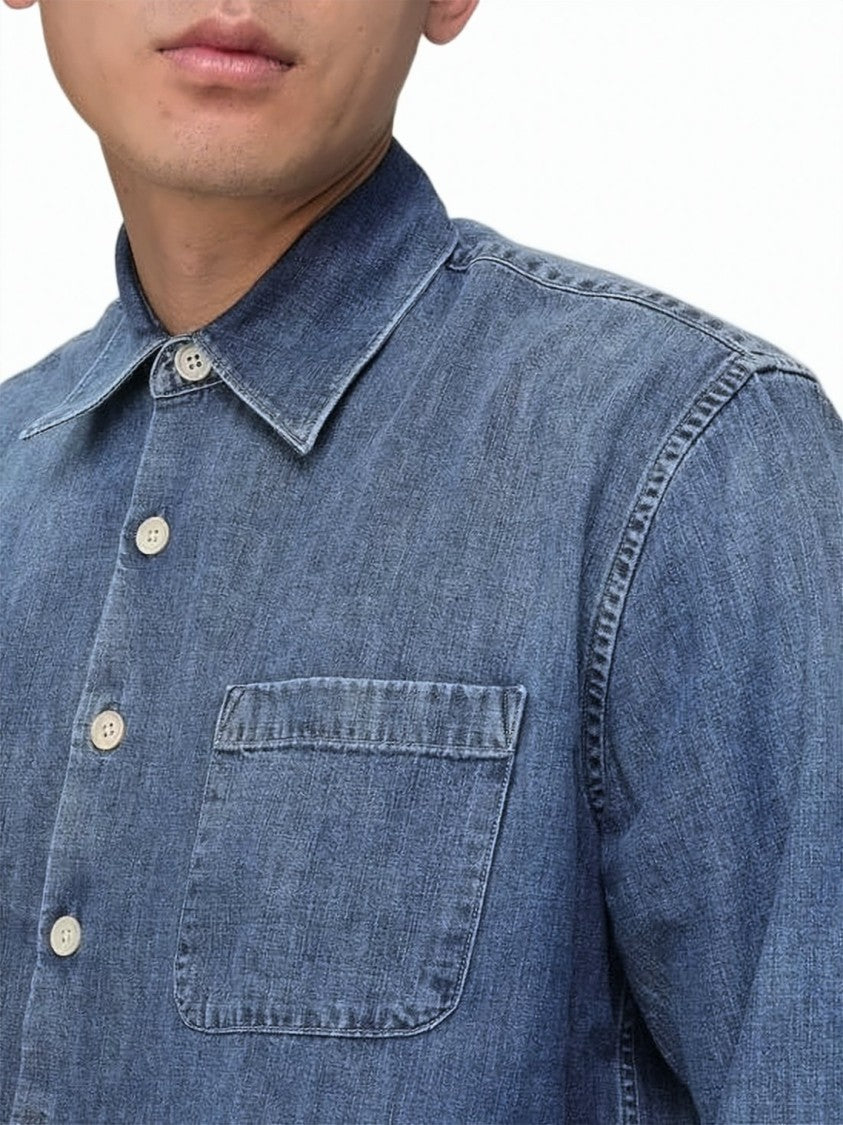 Our Legacy Denim Long Sleeve Shirt With Classic Collar