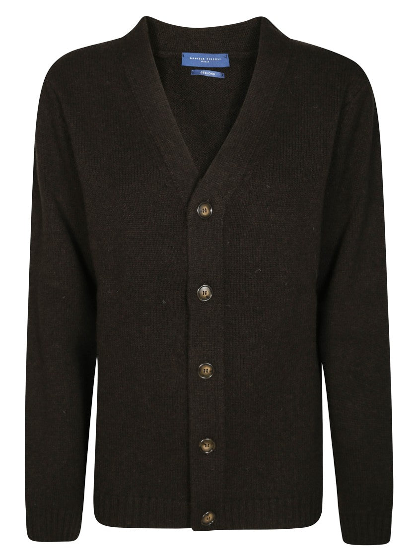 Daniele Fiesoli Classic Cardigan With Deep V-Neck And Ribbed Texture