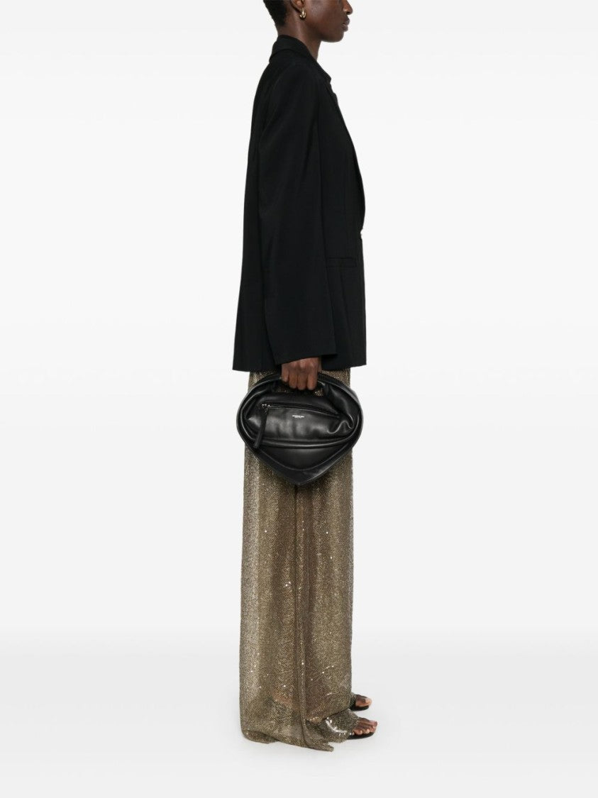 Federico Cina Midi Tortellino Handbag In Sculptural Black Leather