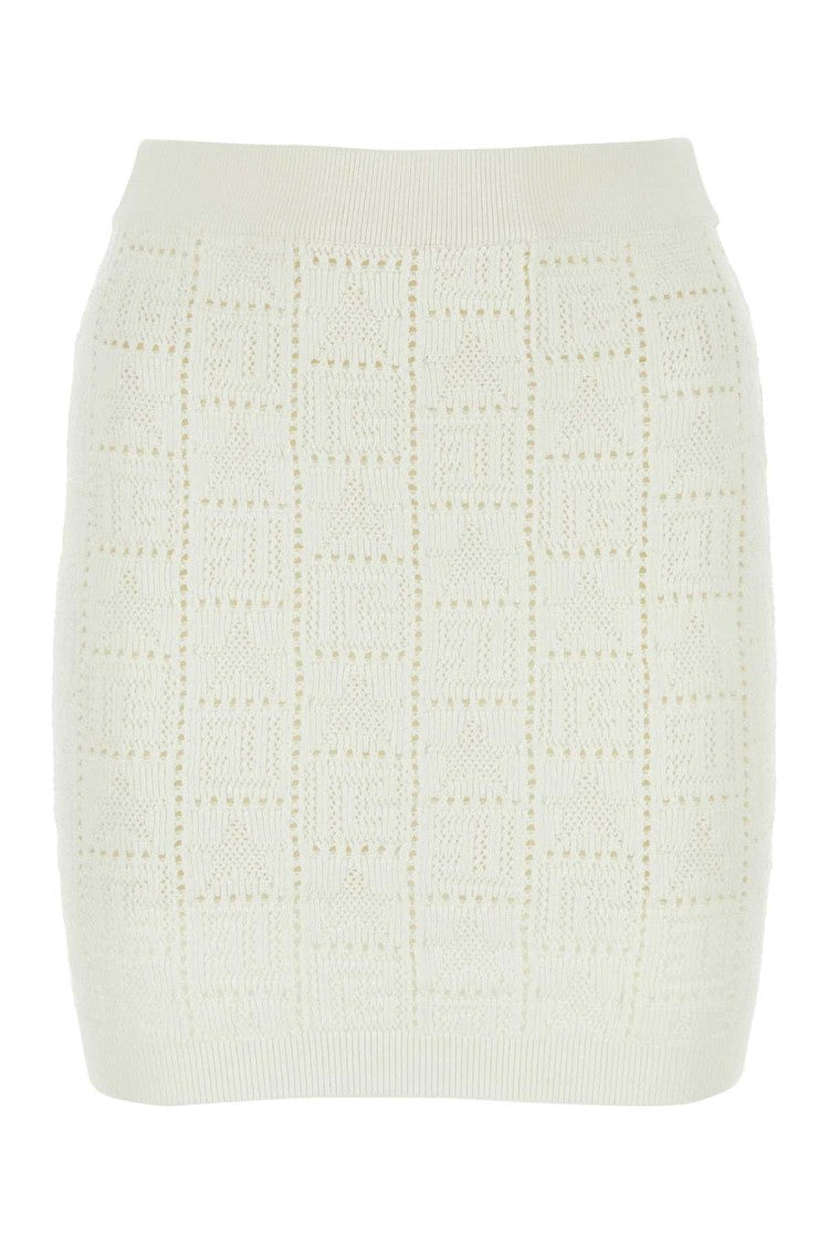 Balmain Ivory Viscose Blend Mini Skirt