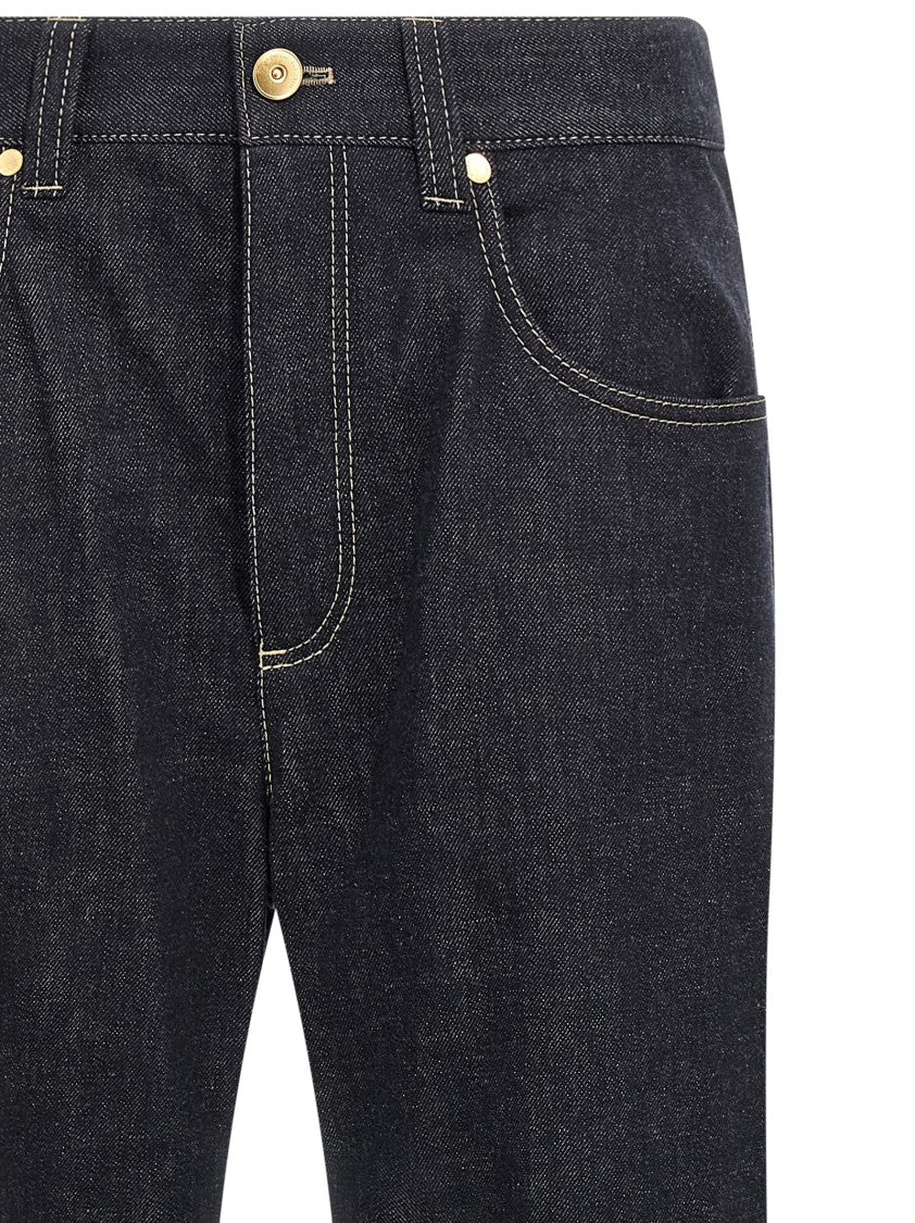 Brunello Cucinelli Garment-Dyed Denim Jeans With Contrast Stitching