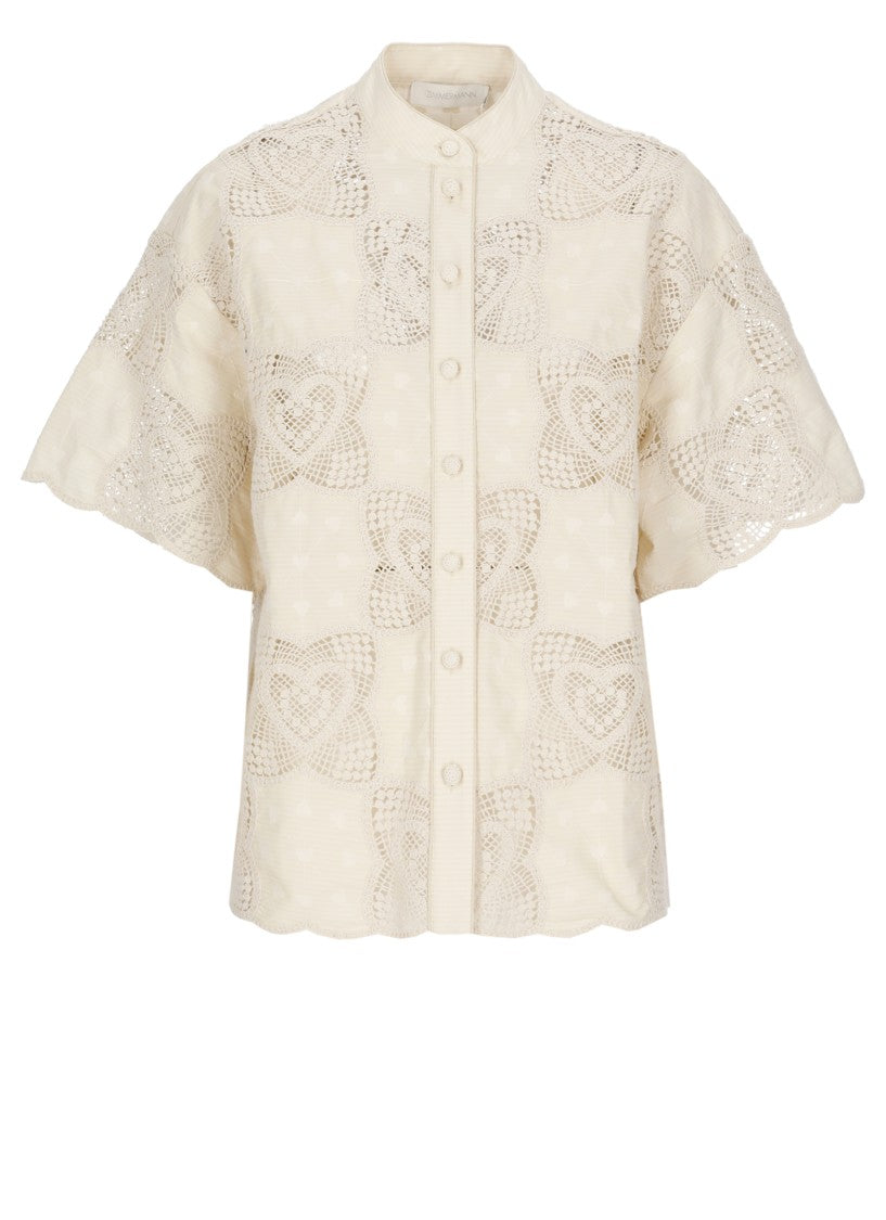 Zimmermann Ivory Wanderlust Lace Cotton Shirt