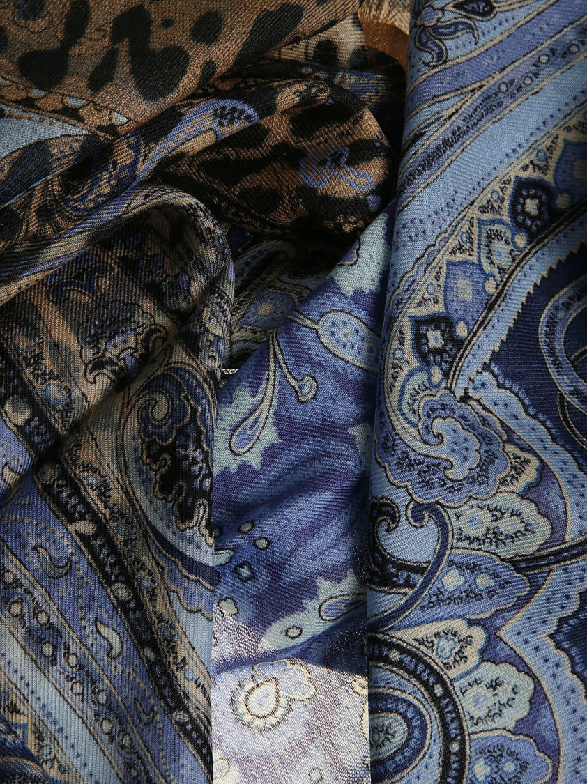 Etro Animalier Gradient Wool-Silk Scarf