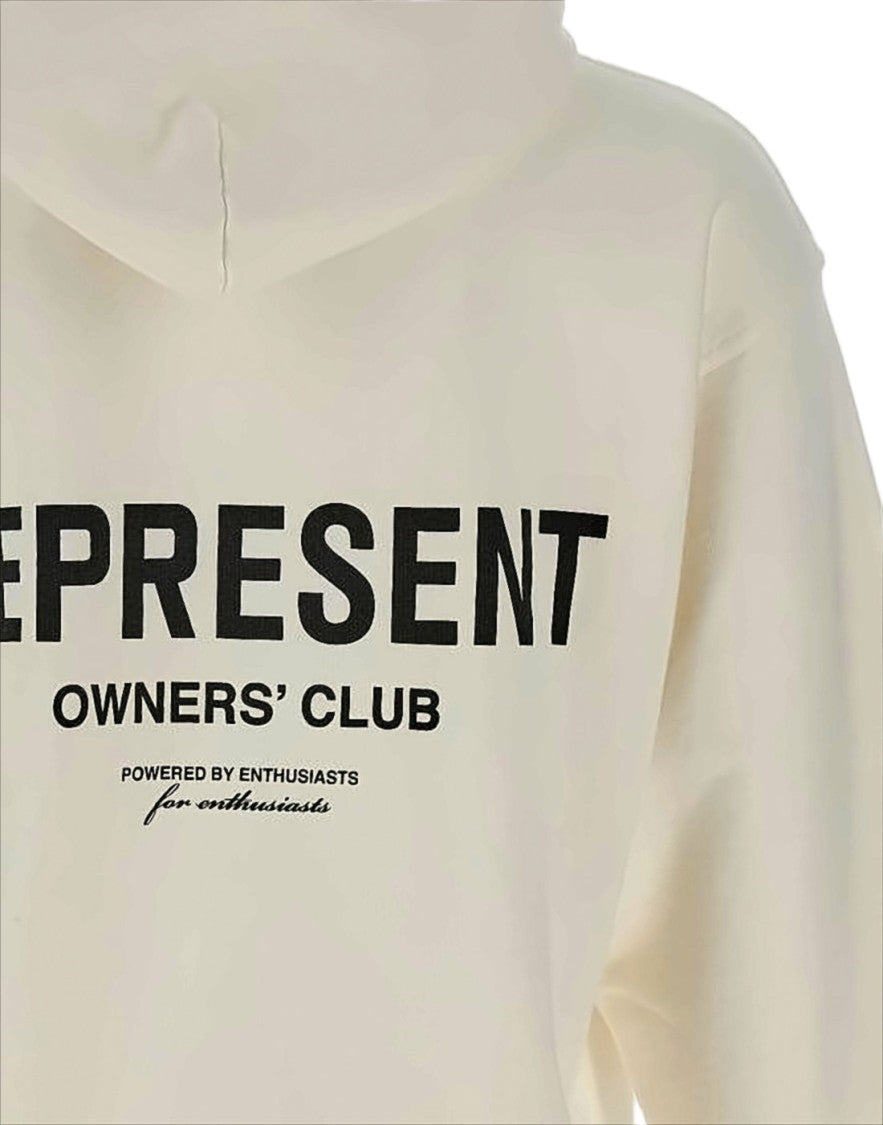Represent Relaxed Fit Off-White Hoodie With Logo Details
