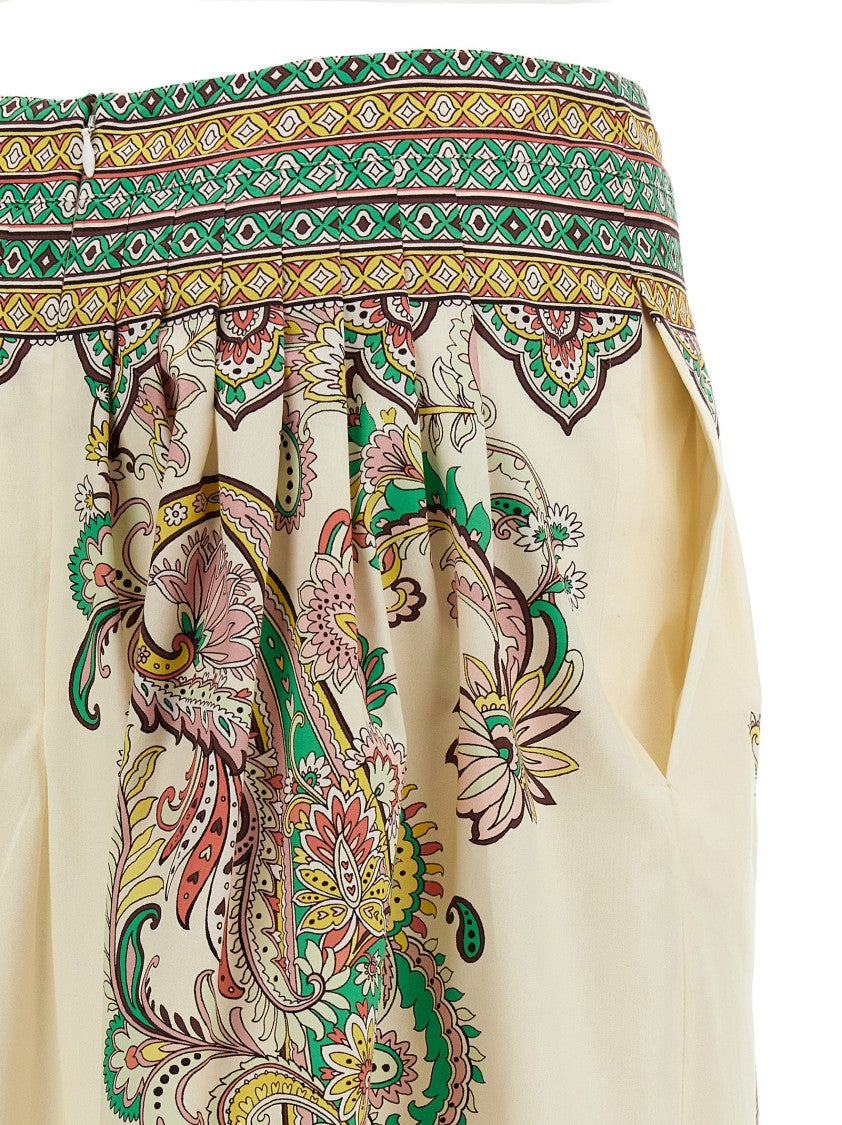 Etro Cotton Midi Skirt With All-Over Paisley Print