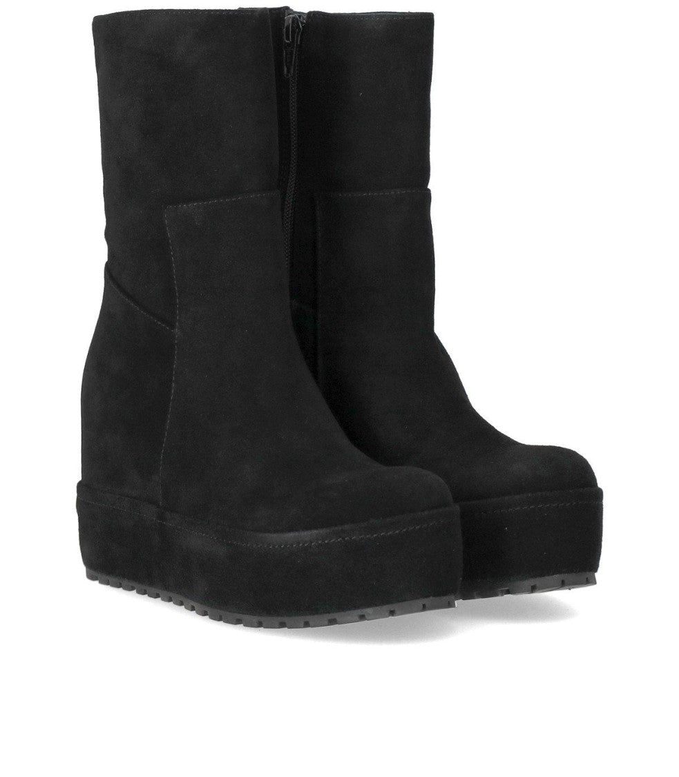 Paloma Barceló Smooth Black Suede Disa Ankle Boots With Internal Wedge