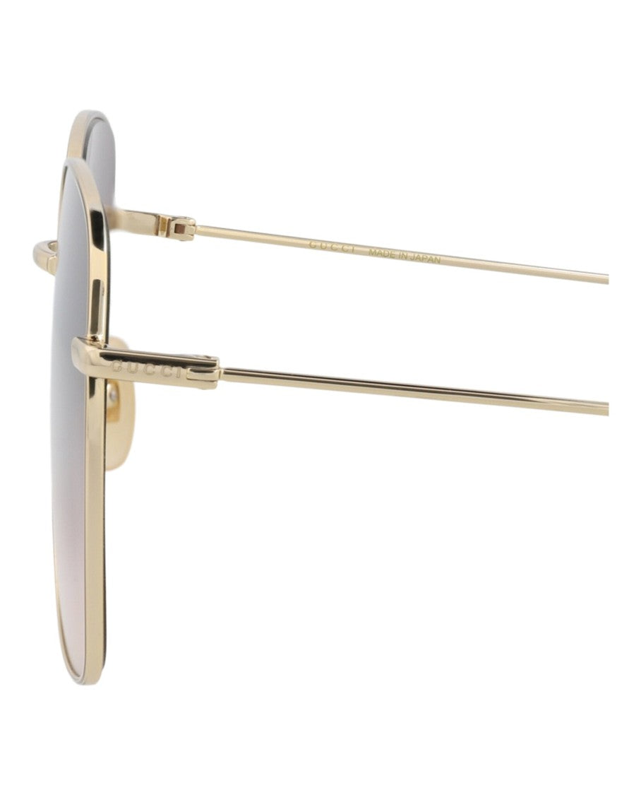 Gucci Square-Frame Metal Sunglasses With Velvet Case