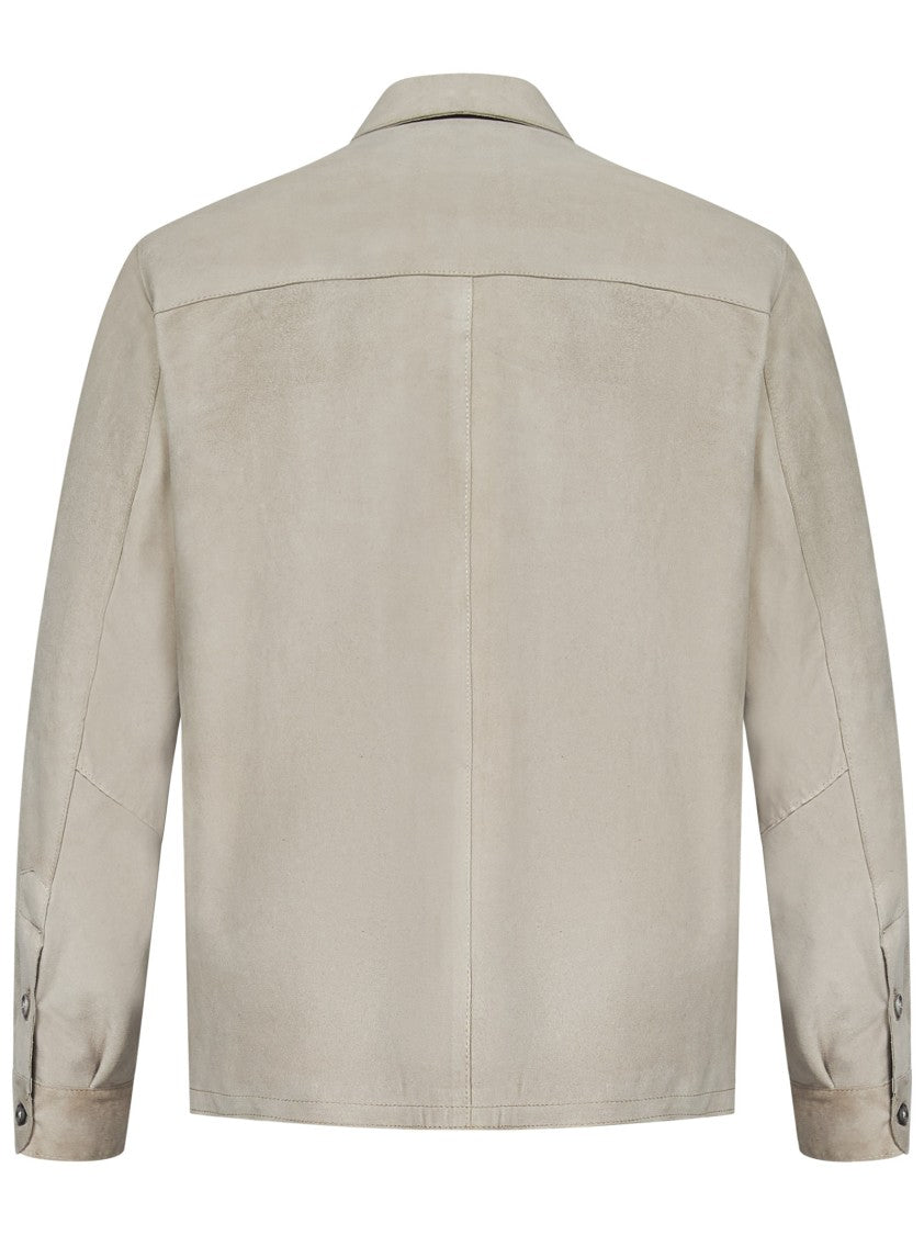 Franzese Collection Sand Suede Jacket With Classic Collar