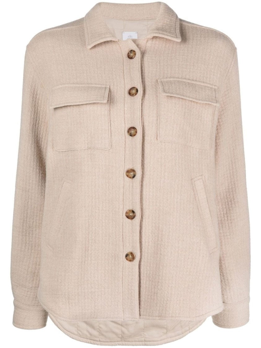 Eleventy Beige Wool-Nylon Casual Jacket With Classic Collar And Flap Pockets