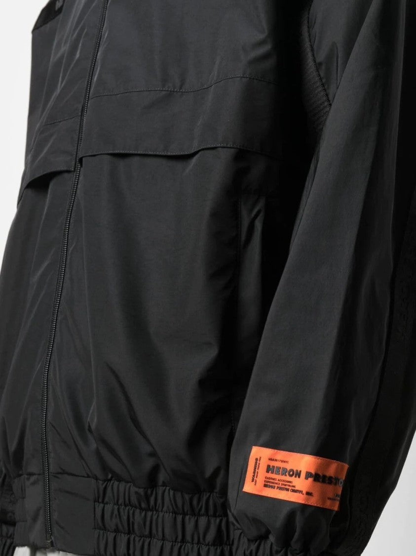 Heron Preston Black Lightweight Jacket With Zipper Closure And Elasticated Cuffs