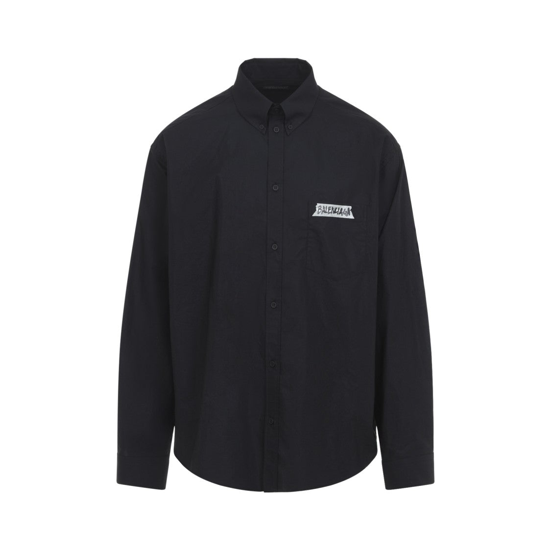 Balenciaga Long-Sleeve Button-Up Shirt With Graphic Patch Detail