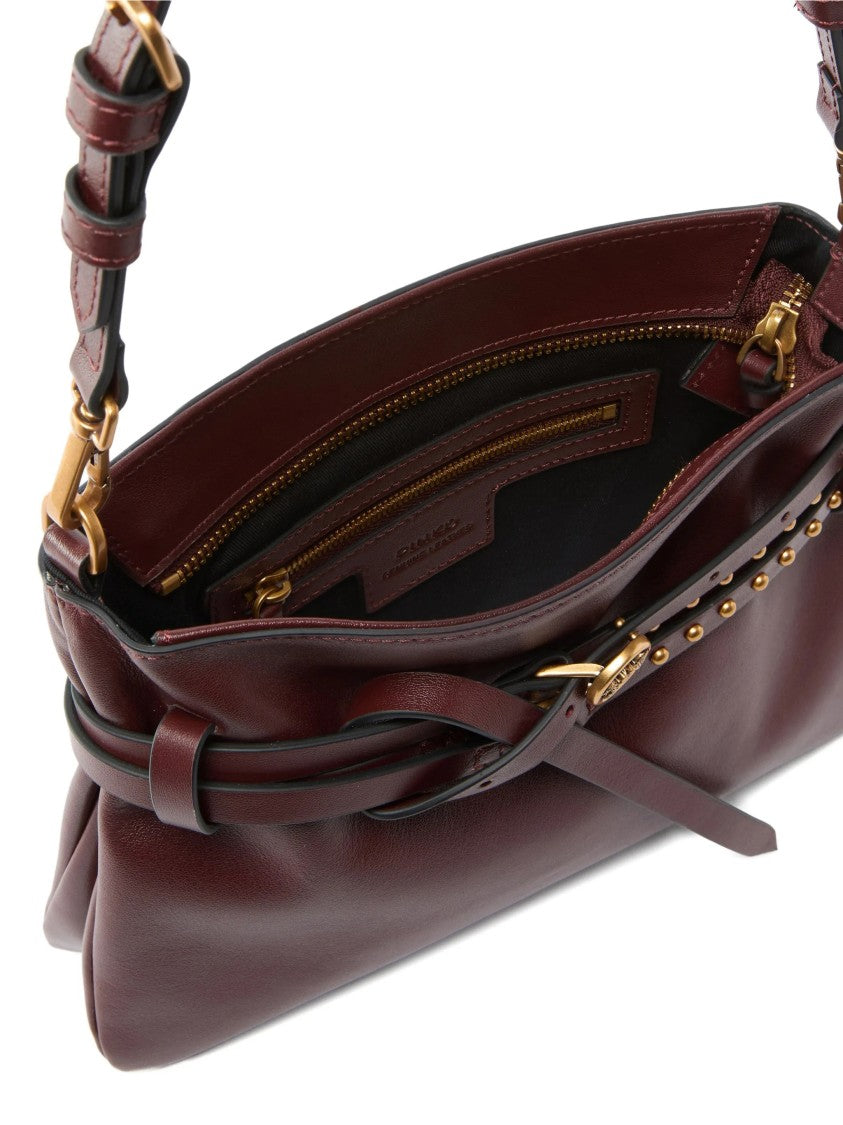 Pinko Burgundy Mini Structured Studded Shoulder Bag