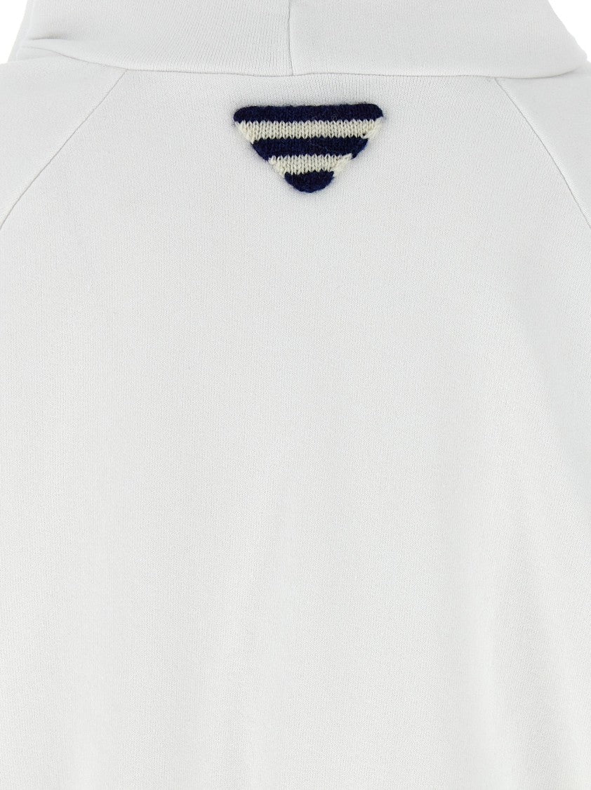 Prada Gauze Cotton Hoodie With Vintage Effect And Logo Details